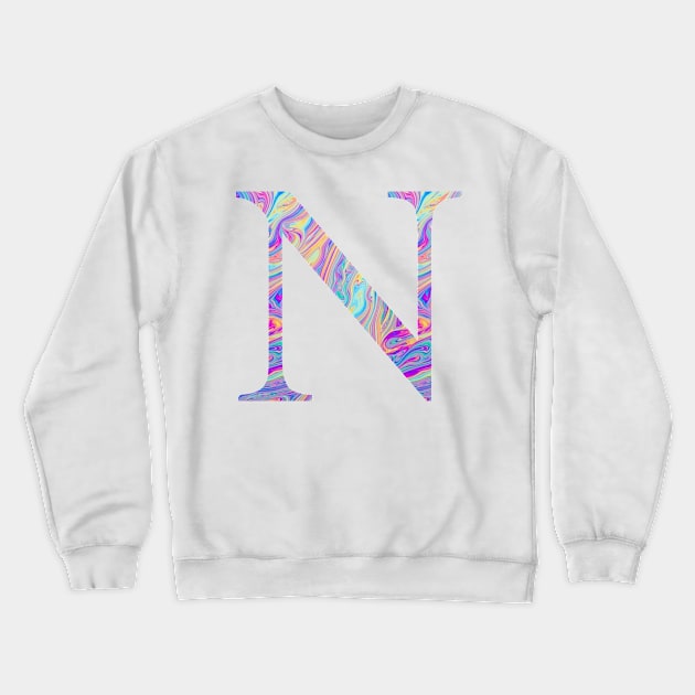 Nu Sorority Letter Sticker Crewneck Sweatshirt by aterkaderk